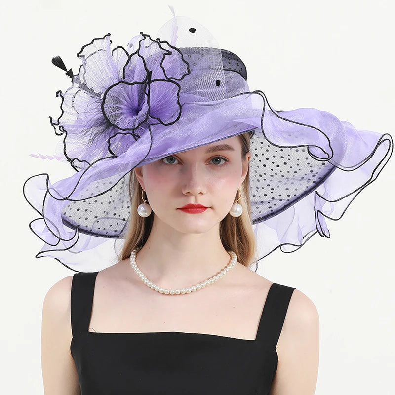 FS Green Kentucky Derby Hat Women Organza Polka Dot Visor Cap