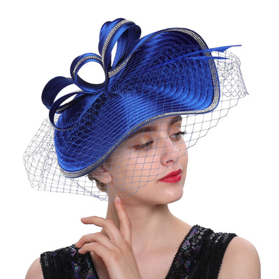 Elegant Women Derby Hats with Veil Headband Tea Party Hat
