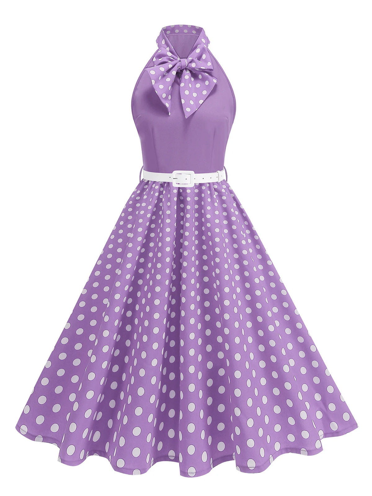 Tonval Bow Neck Halter Neck Polka Dot 50s Retro Party Clothes