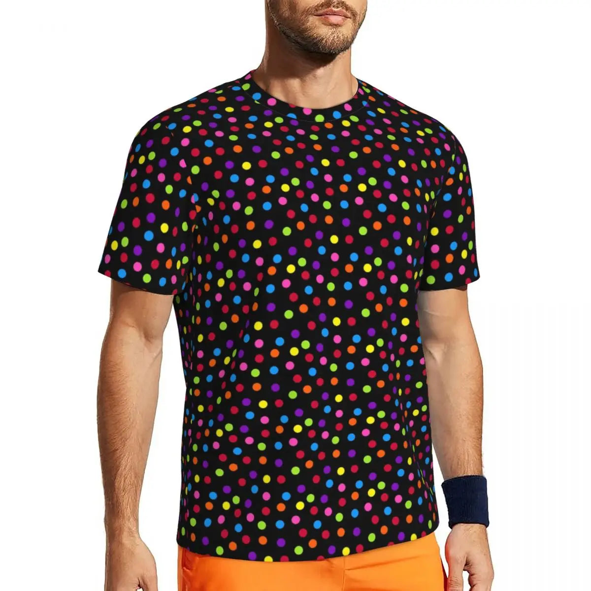 Fashion Polka Dots T-Shirt Men Gym T-Shirt Tops