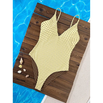 Women's Polka Dot Spaghetti Strap Tummy Control One Piece