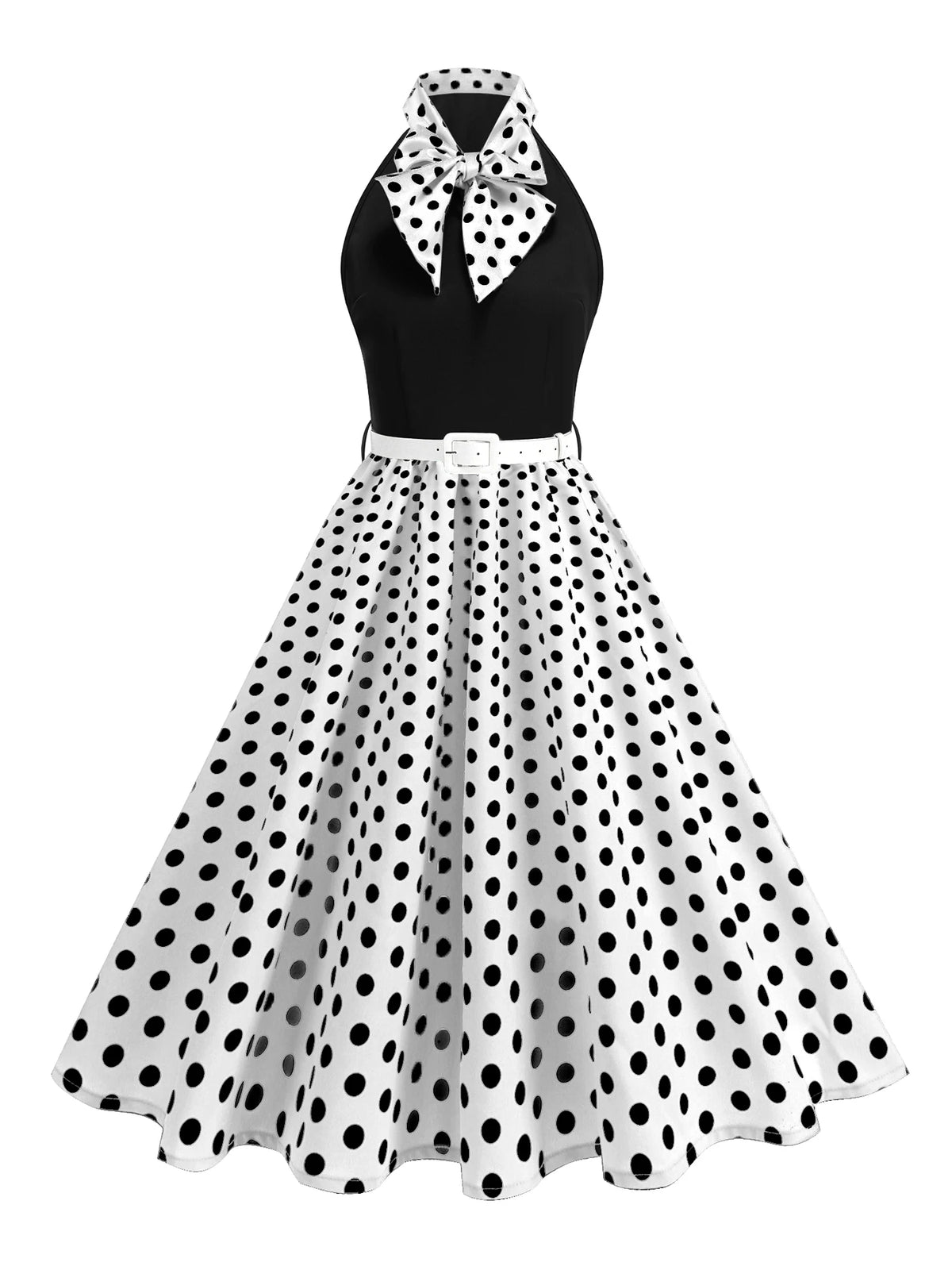 Tonval Bow Neck Halter Neck Polka Dot 50s Retro Party Clothes