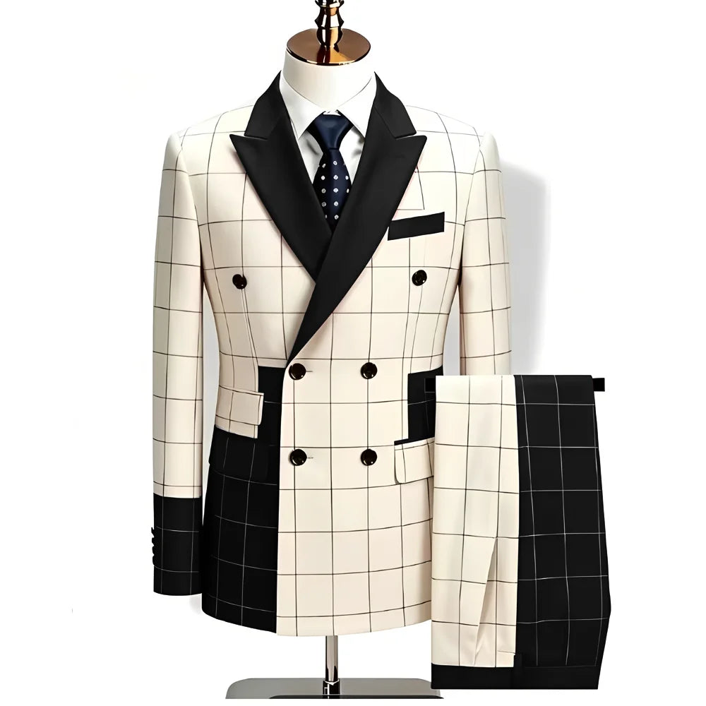 Men's Plaid 2-Piece Suit (Blazer + Trousers)