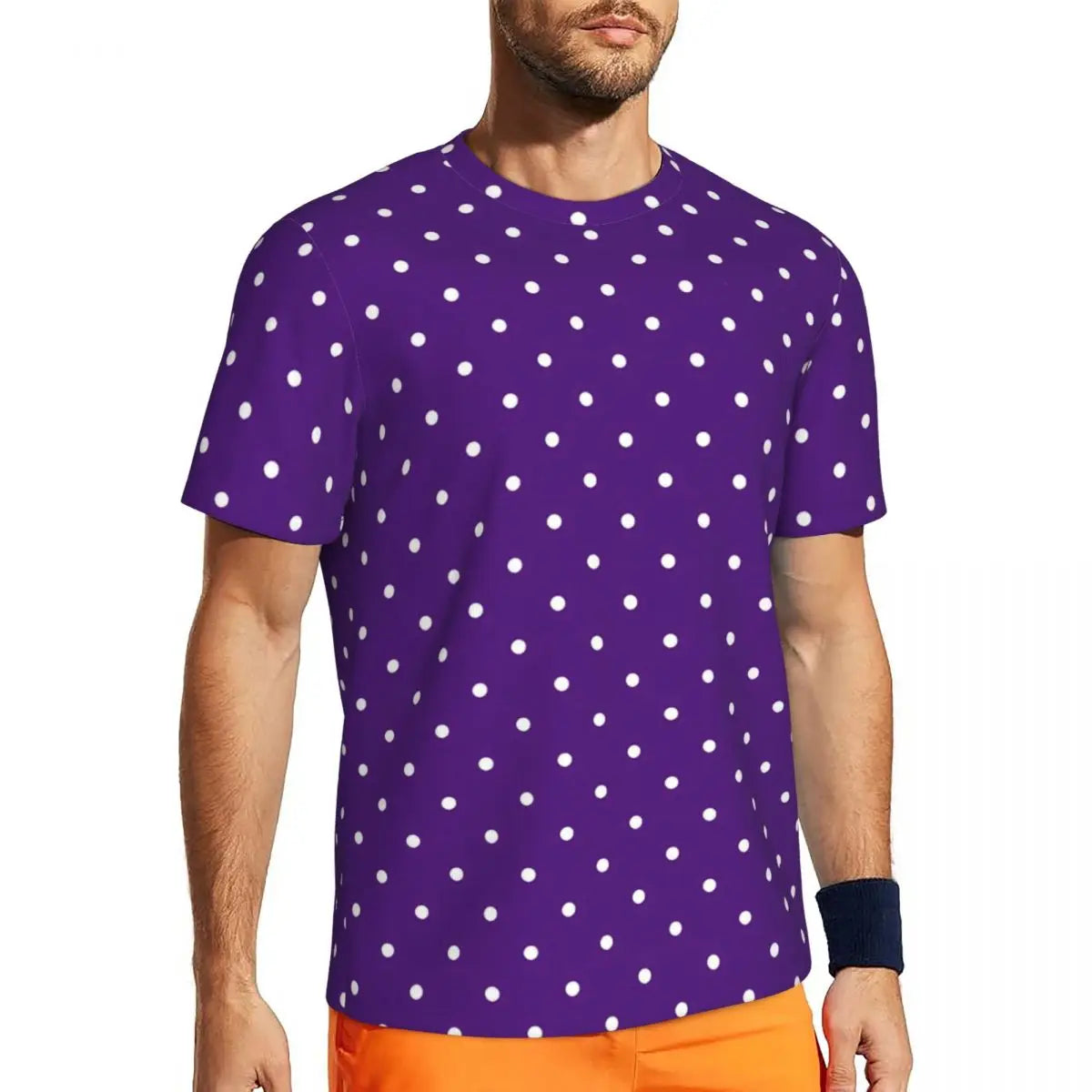 Fashion Polka Dots T-Shirt Men Gym T-Shirt Tops