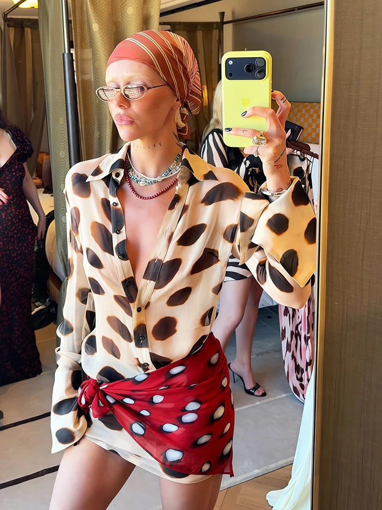 Weird Puss Silk Scarf Strap Patchwork Dress Women Sexy Single-Breasted