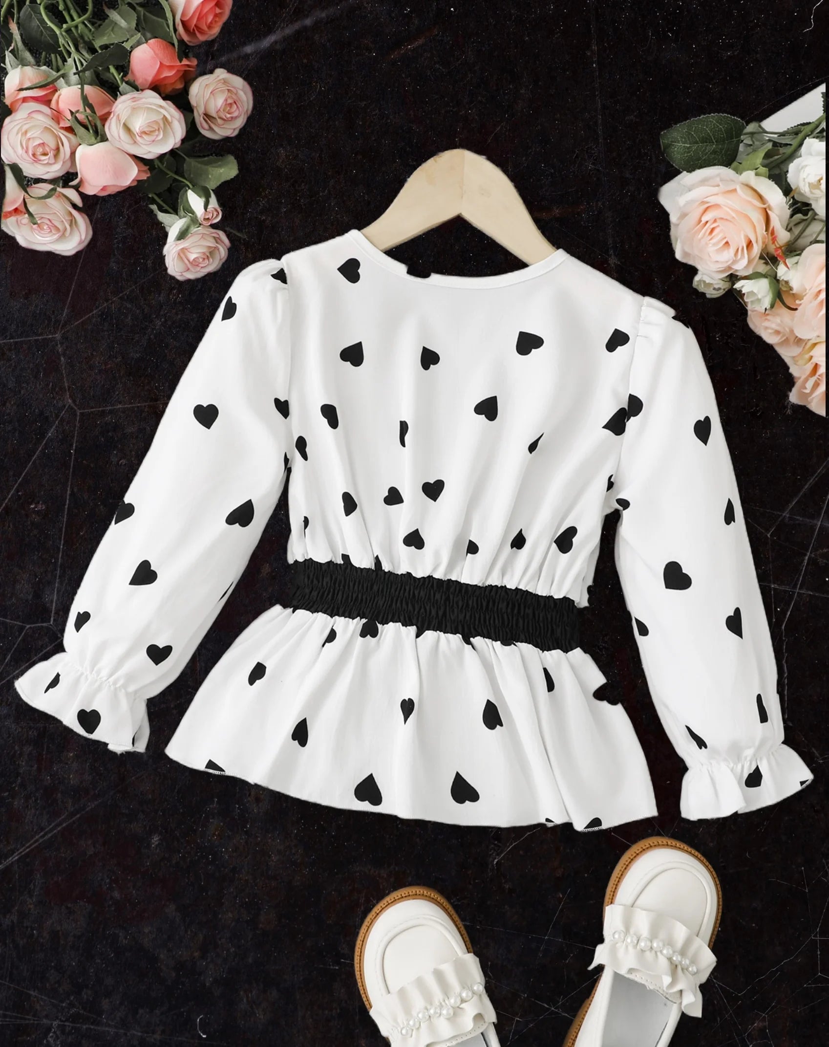 Girls Fashion Heart Shaped Polka Dot Girls (Small) Shirt