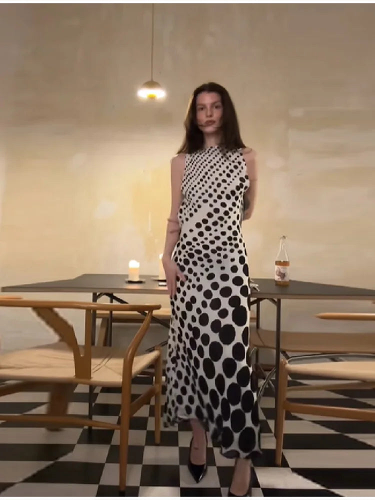 Stylish Classic Maxi Dress Polka Dots Chic Chic Elegant Women Dresses