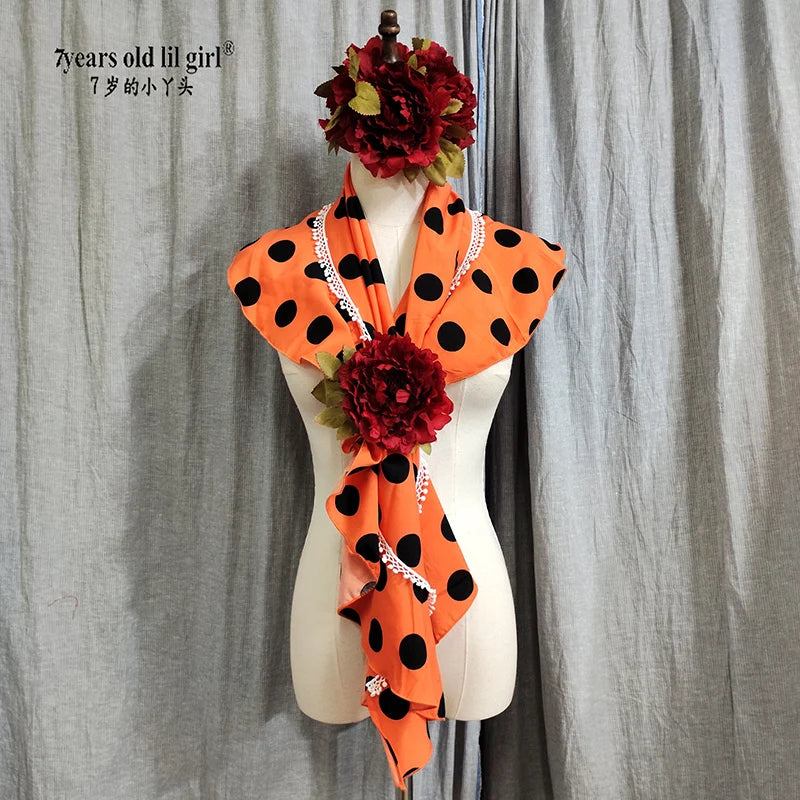 7yearsoldlilgirl Dance Dress Flamenco Boutique Printed Polka Dot Scarf