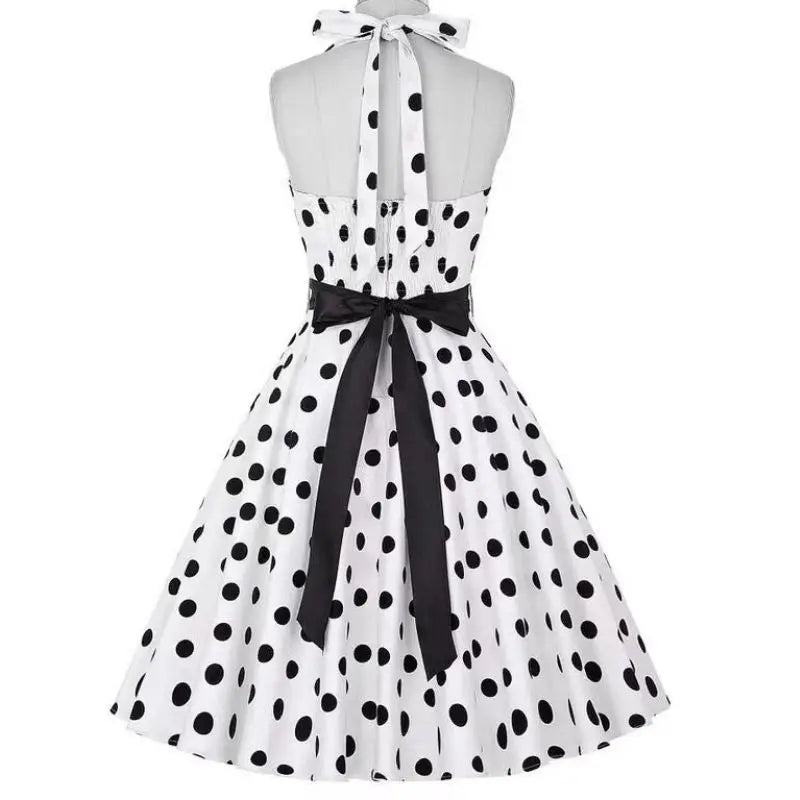 Women Summer Polka Dot Vintage Dress Fashion Party Office Lady Rockabilly