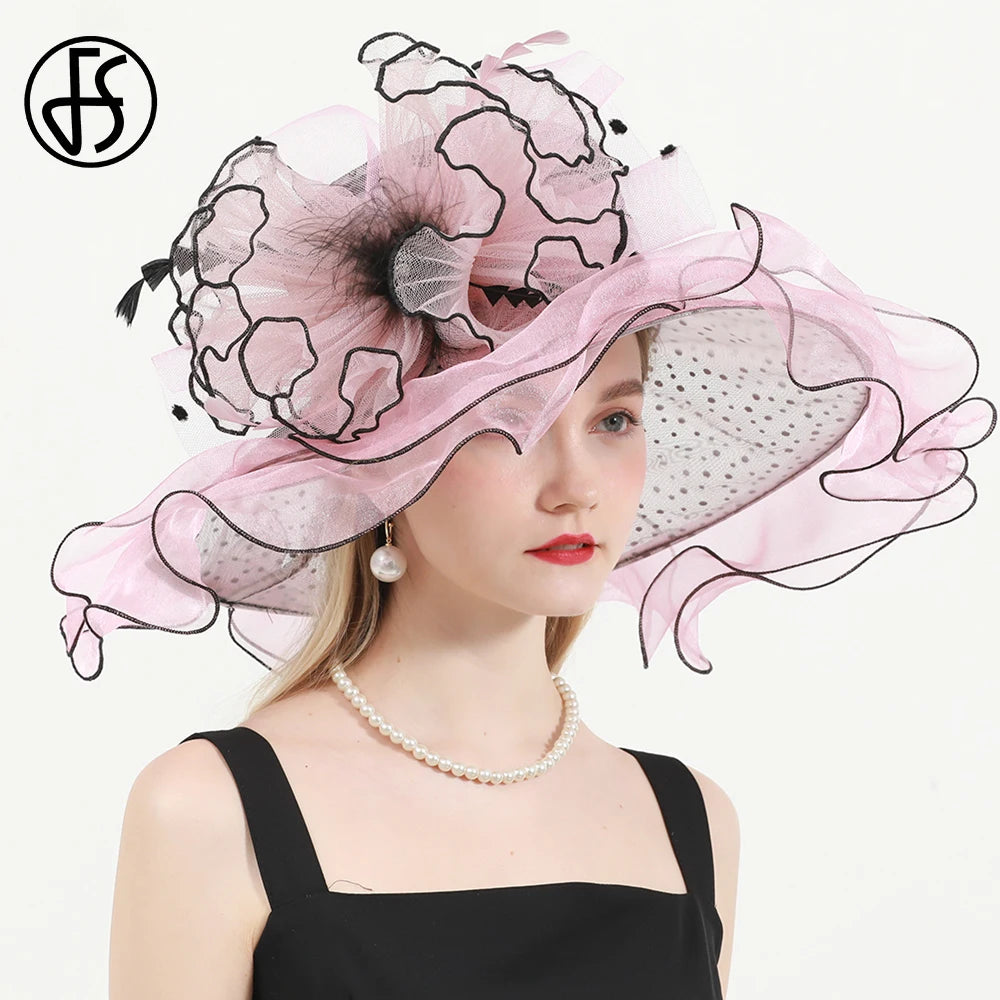 FS Green Kentucky Derby Hat Women Organza Polka Dot Visor Cap