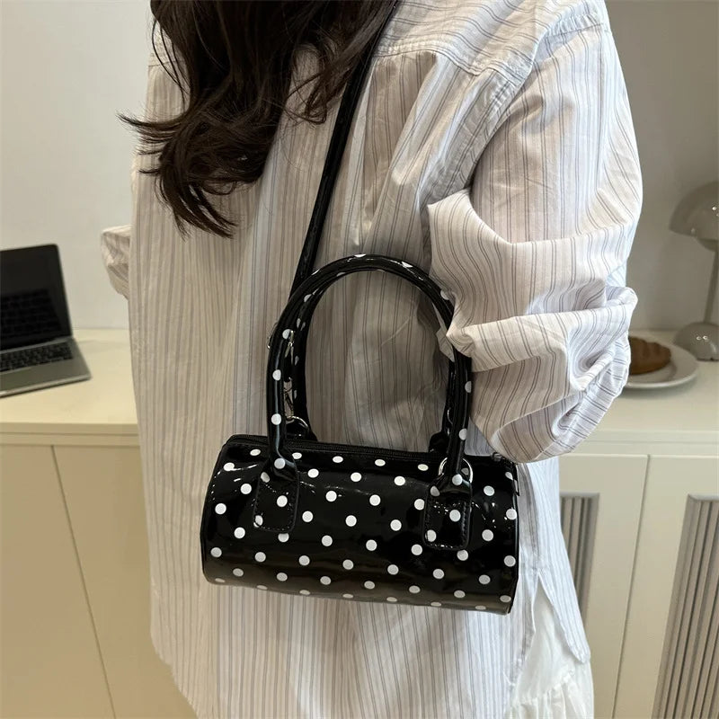 Korean Polka Dot Crossbody Bag Barrel Shape Mini Top