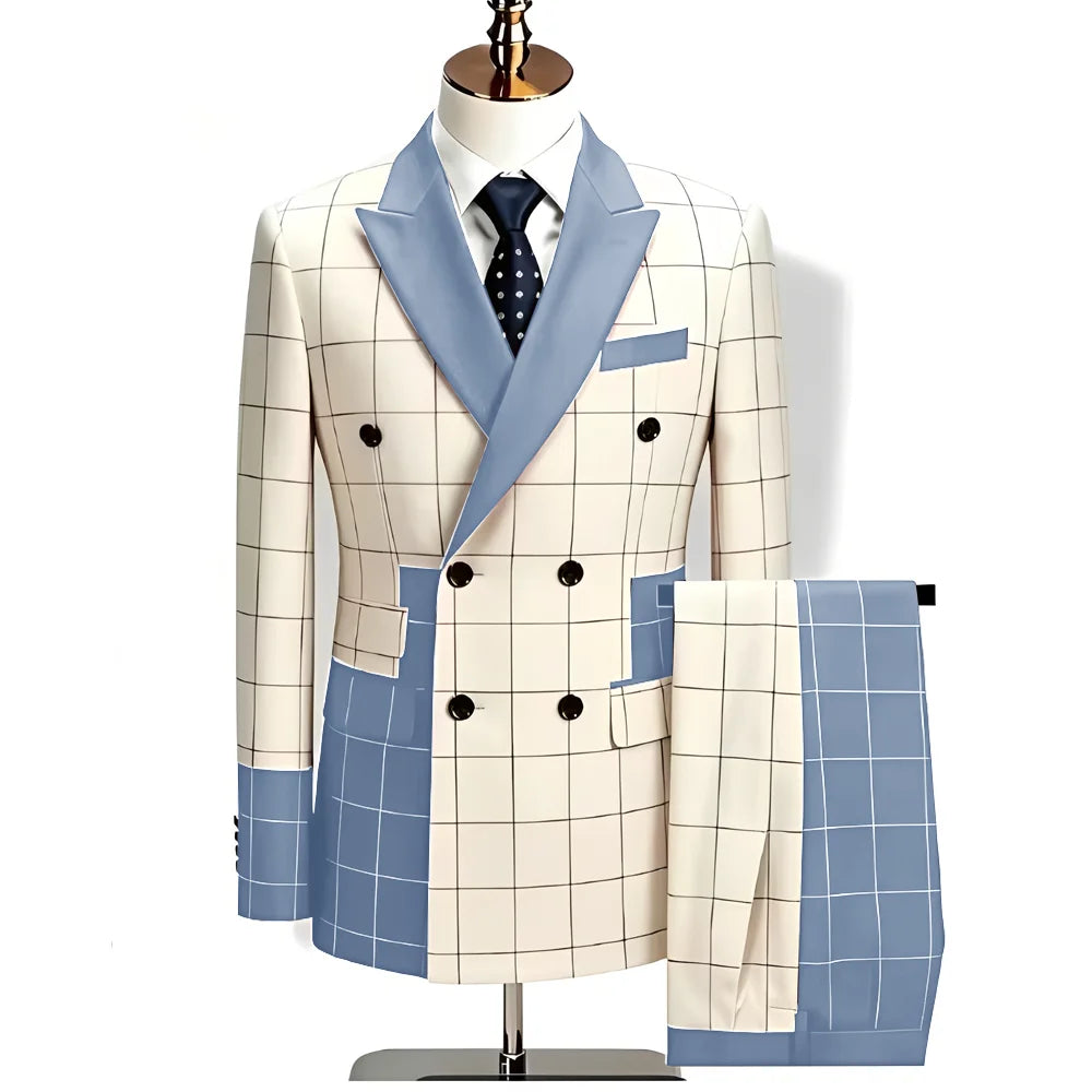 Men's Plaid 2-Piece Suit (Blazer + Trousers)