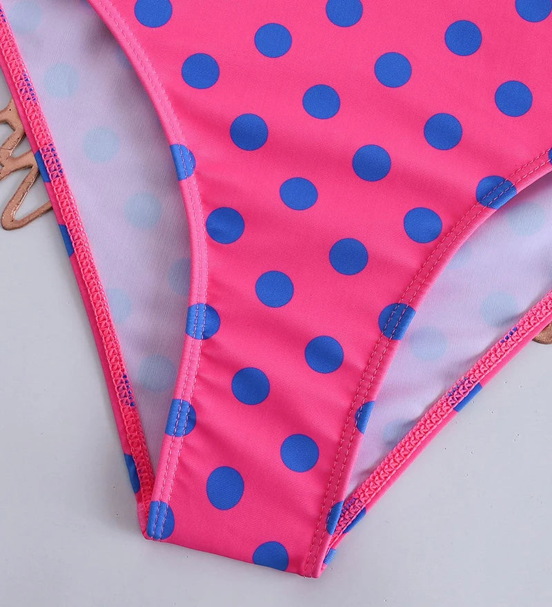 Sexy Women's Swimsuit Polka Dot Bandeau Bikinis Set Low Waist