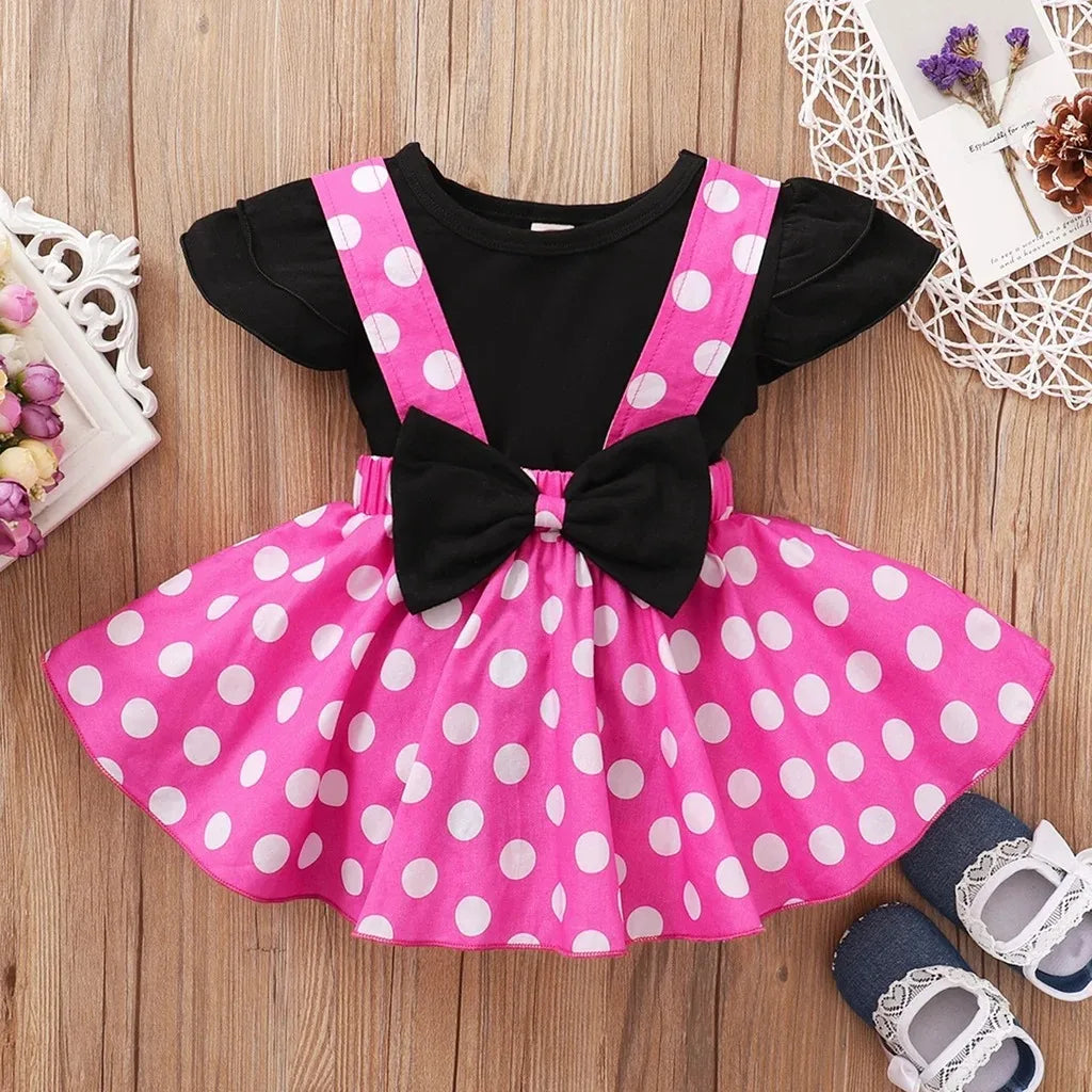 Summer Toddler Girls Cute Dress Set Short Sleeve Black