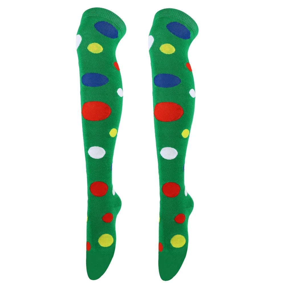 Big Polka Dots Stockings Women Over Knee High Long Socks Colorful Cow Print Anime Performance Cosplay Props Party Festival Gifts