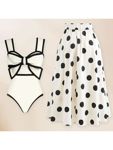 Southeast Asia One-Piece Retro Polka Dot Swimwear cover