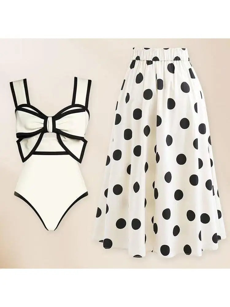 Southeast Asia One-Piece Retro Polka Dot Swimwear cover