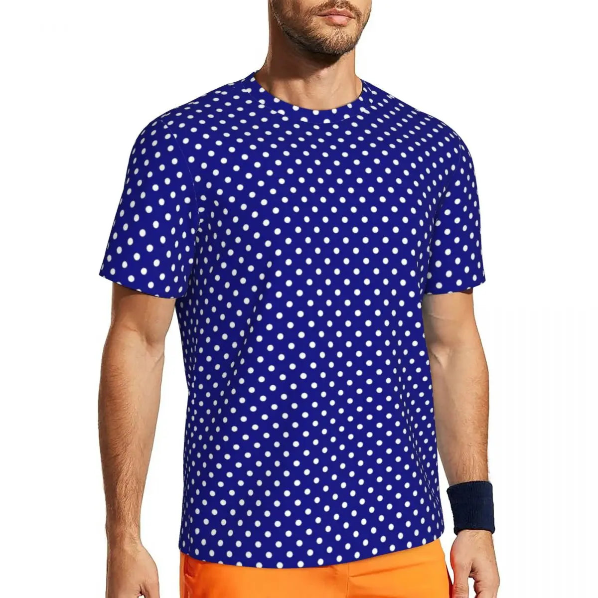 Fashion Polka Dots T-Shirt Men Gym T-Shirt Tops