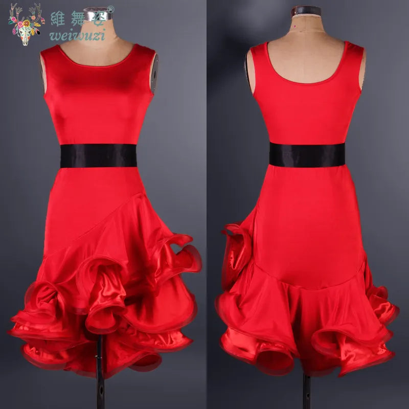 Latin Dance Performance Costume for Women Customized Polka Dot Dress