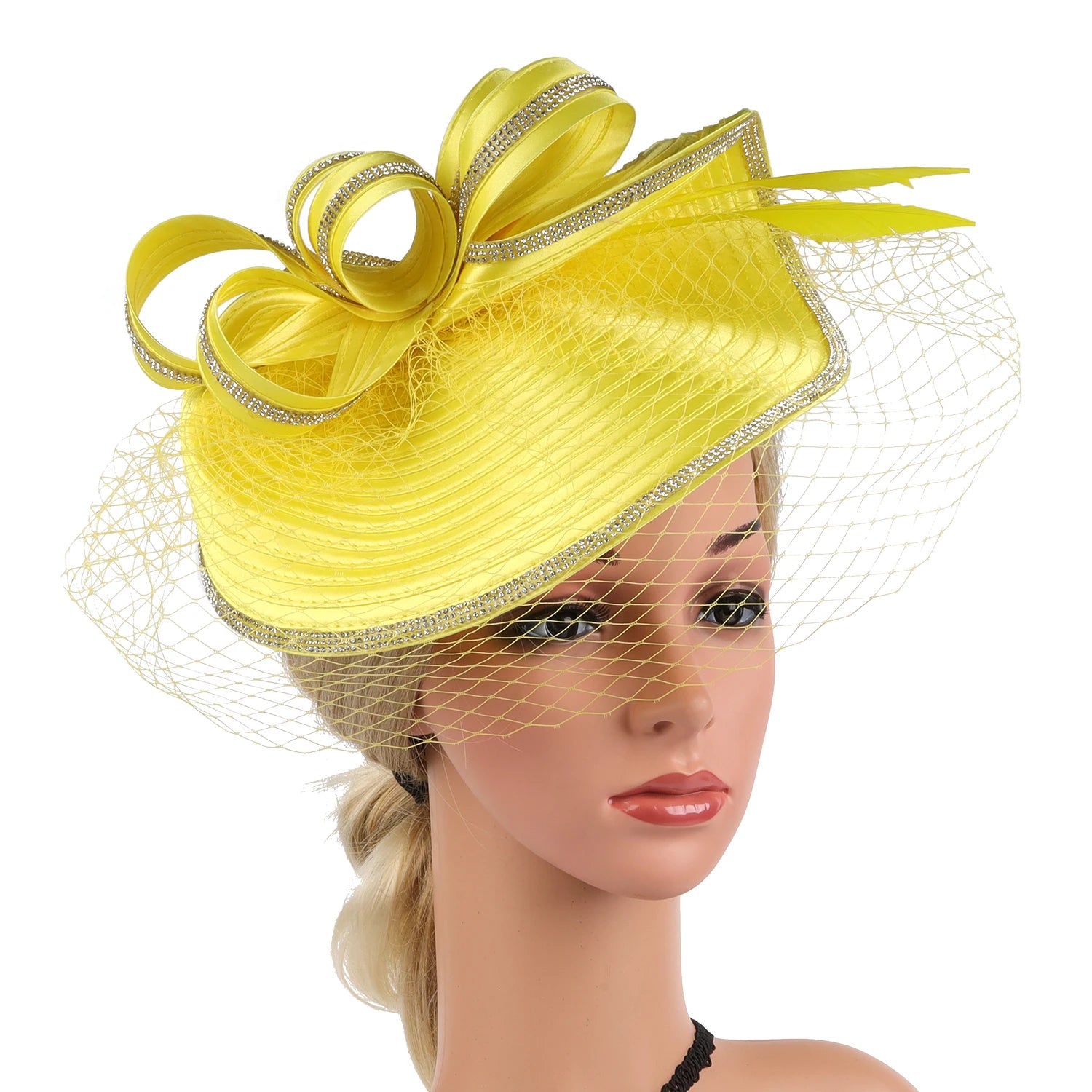 Elegant Women Derby Hats with Veil Headband Tea Party Hat