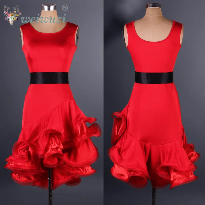 Latin Dance Performance Costume for Women Customized Polka Dot Dress