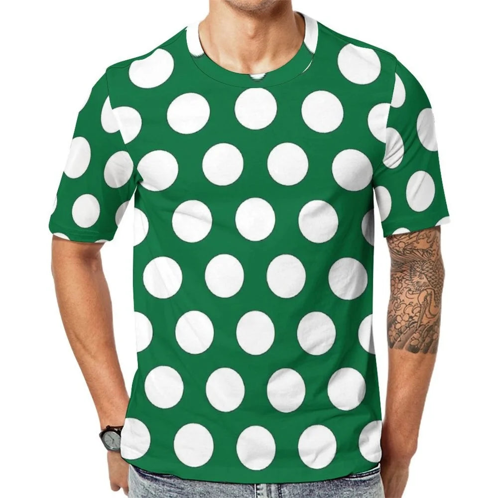 Fashion Polka Dots T-Shirt Men High Quality Short Sleeves