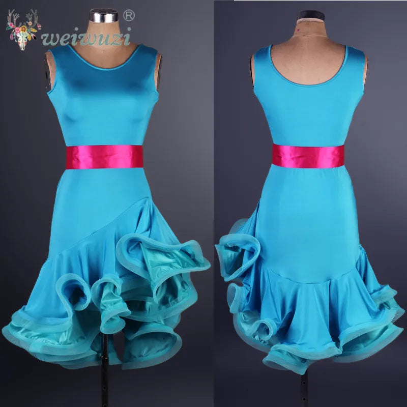 Latin Dance Performance Costume for Women Customized Polka Dot Dress