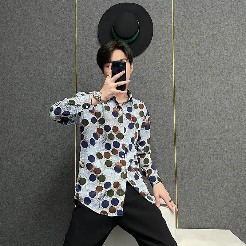 Men Spring Summer Colorful Polka Dot Classic