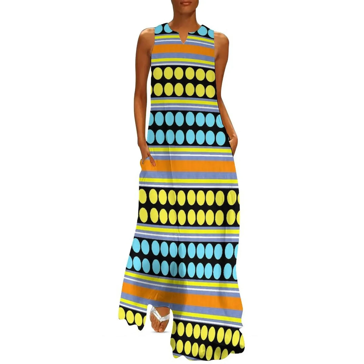 Robe Striped Polka Dot Women Beach Dress Summer Black and White Two Tone