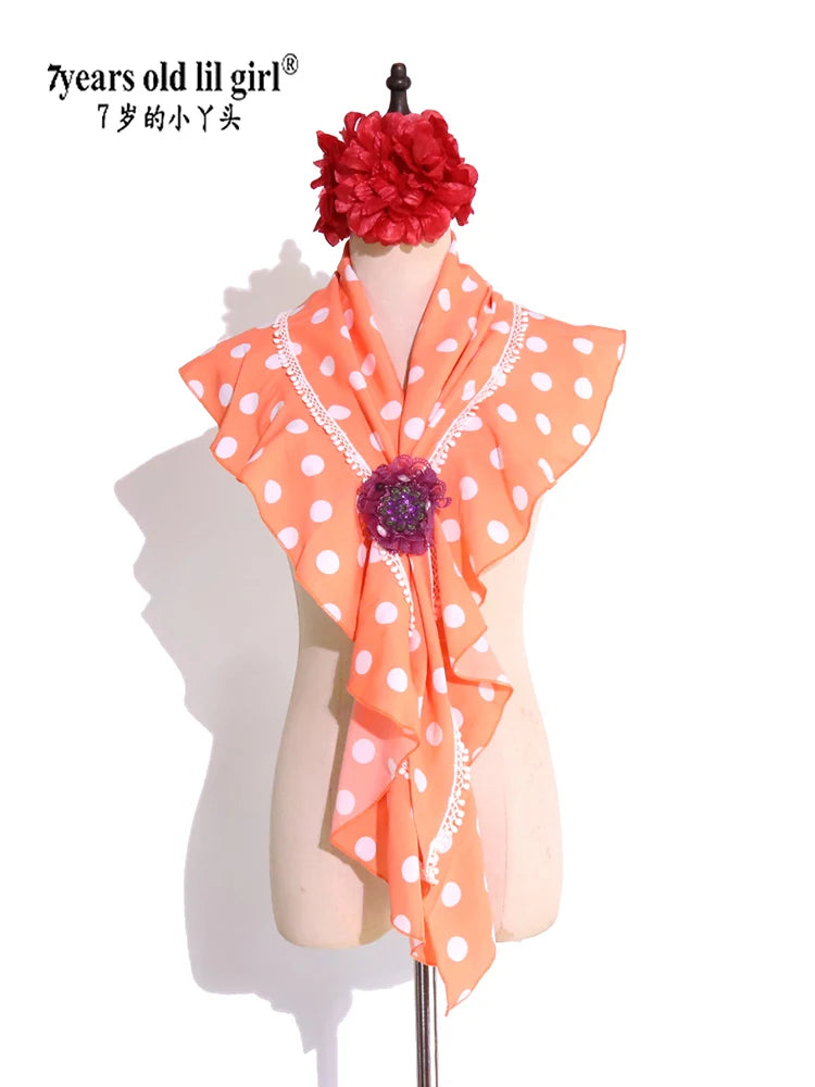 7yearsoldlilgirl Dance Dress Flamenco Boutique Printed Polka Dot Scarf