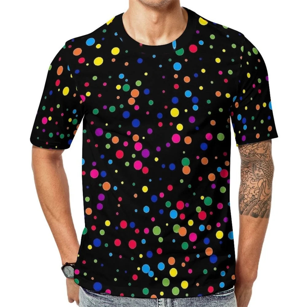 Fashion Polka Dots T-Shirt Men High Quality Short Sleeves