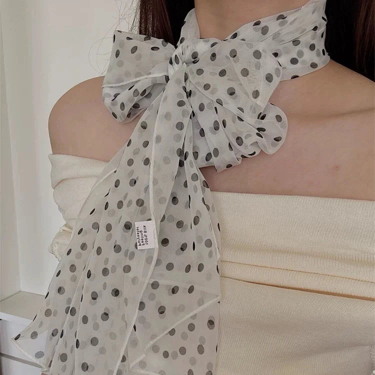 Ladies Polka Dot Silk Scarf Versatile Korean Ins Style Gentle