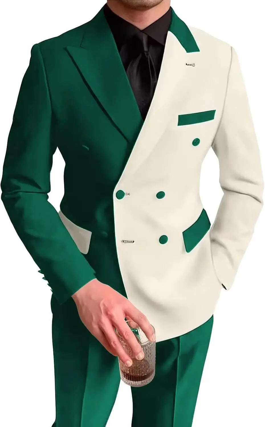 Men's Double Breasted Suit Slim Fit Wedding Homecoming Blazer Pants Outfit