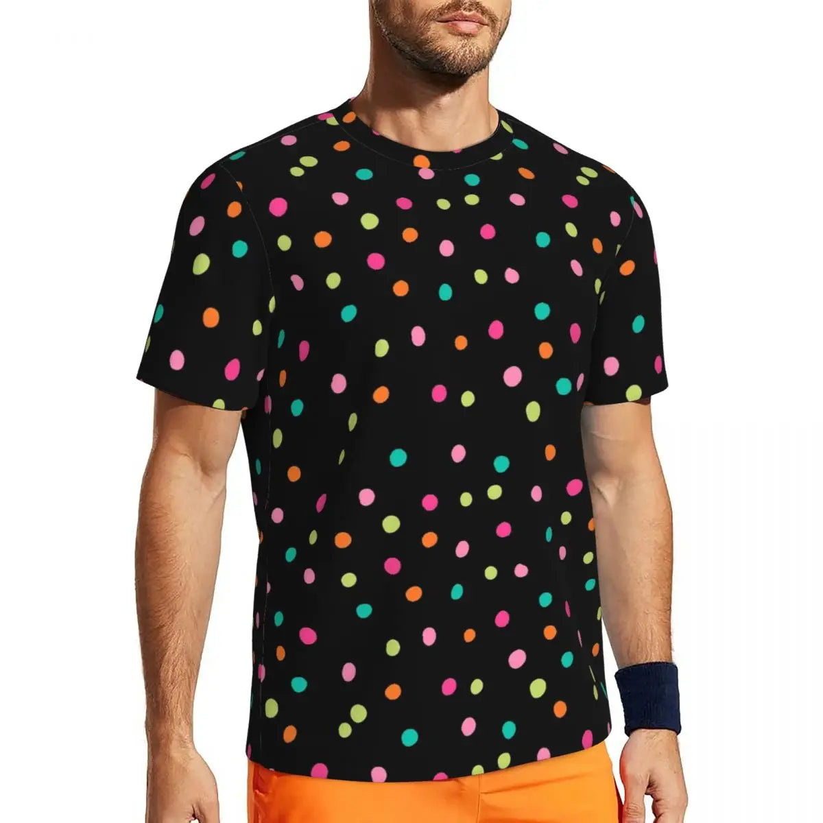 Fashion Polka Dots T-Shirt Men Gym T-Shirt Tops