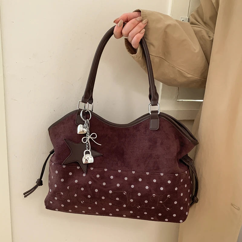 Vintage Frosted Tote Bag Casual Students Purse Large