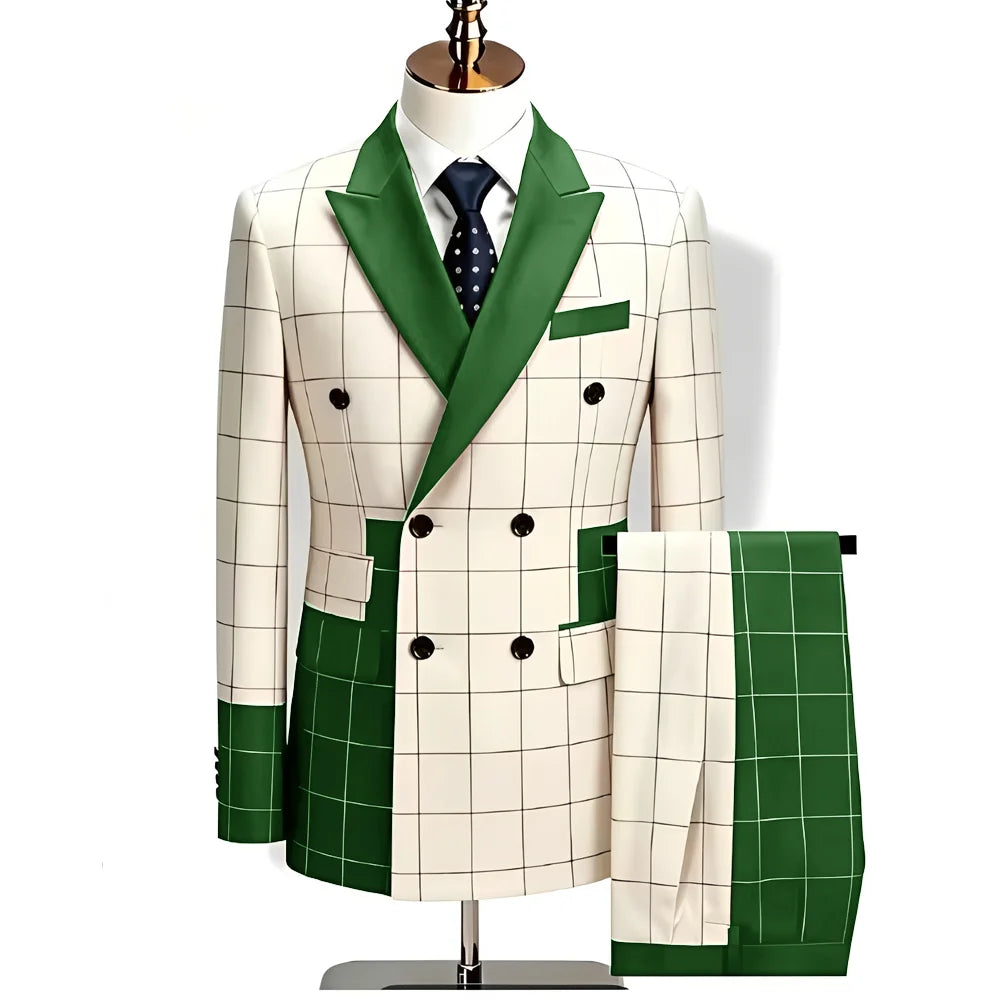 Men's Plaid 2-Piece Suit (Blazer + Trousers)