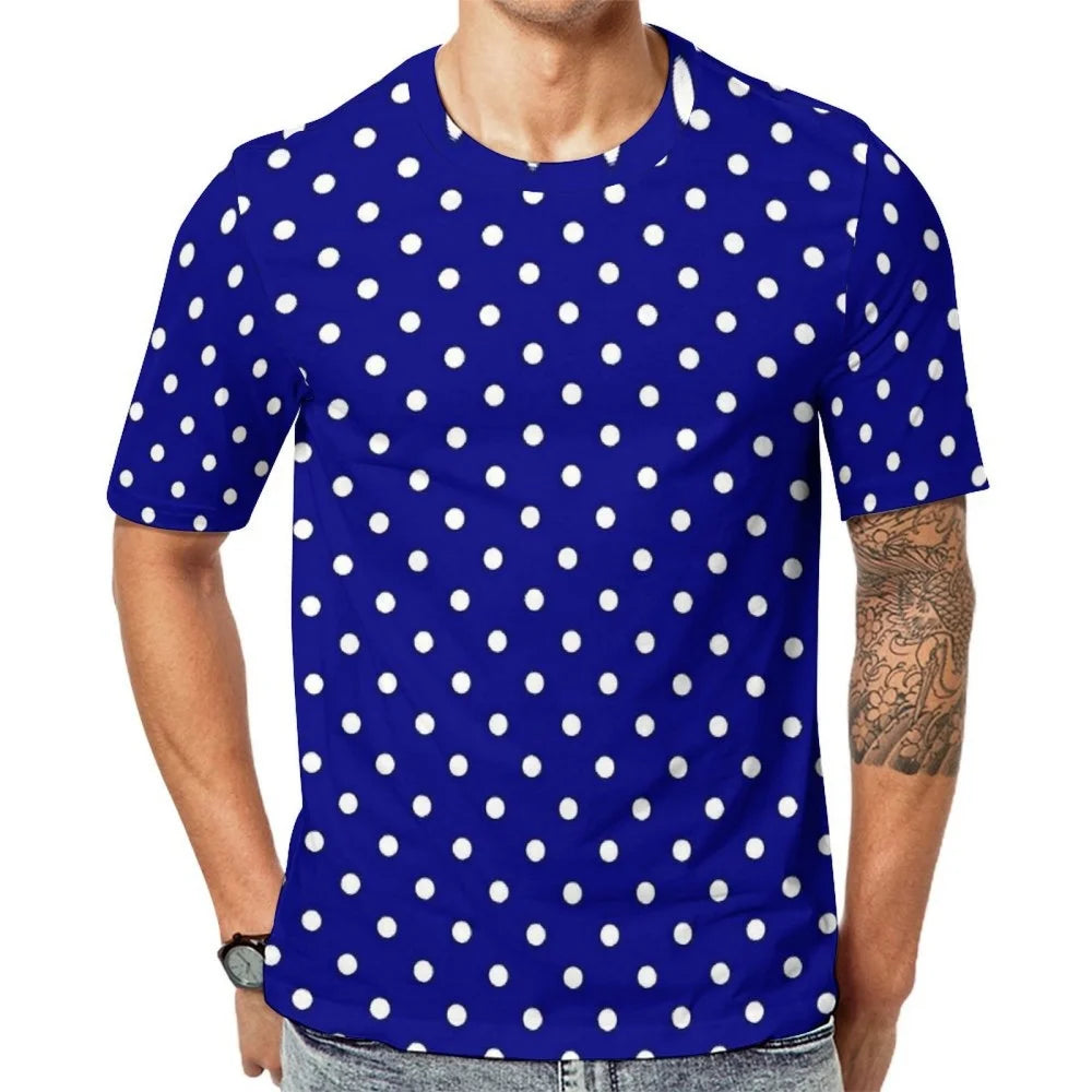 Fashion Polka Dots T-Shirt Men High Quality Short Sleeves