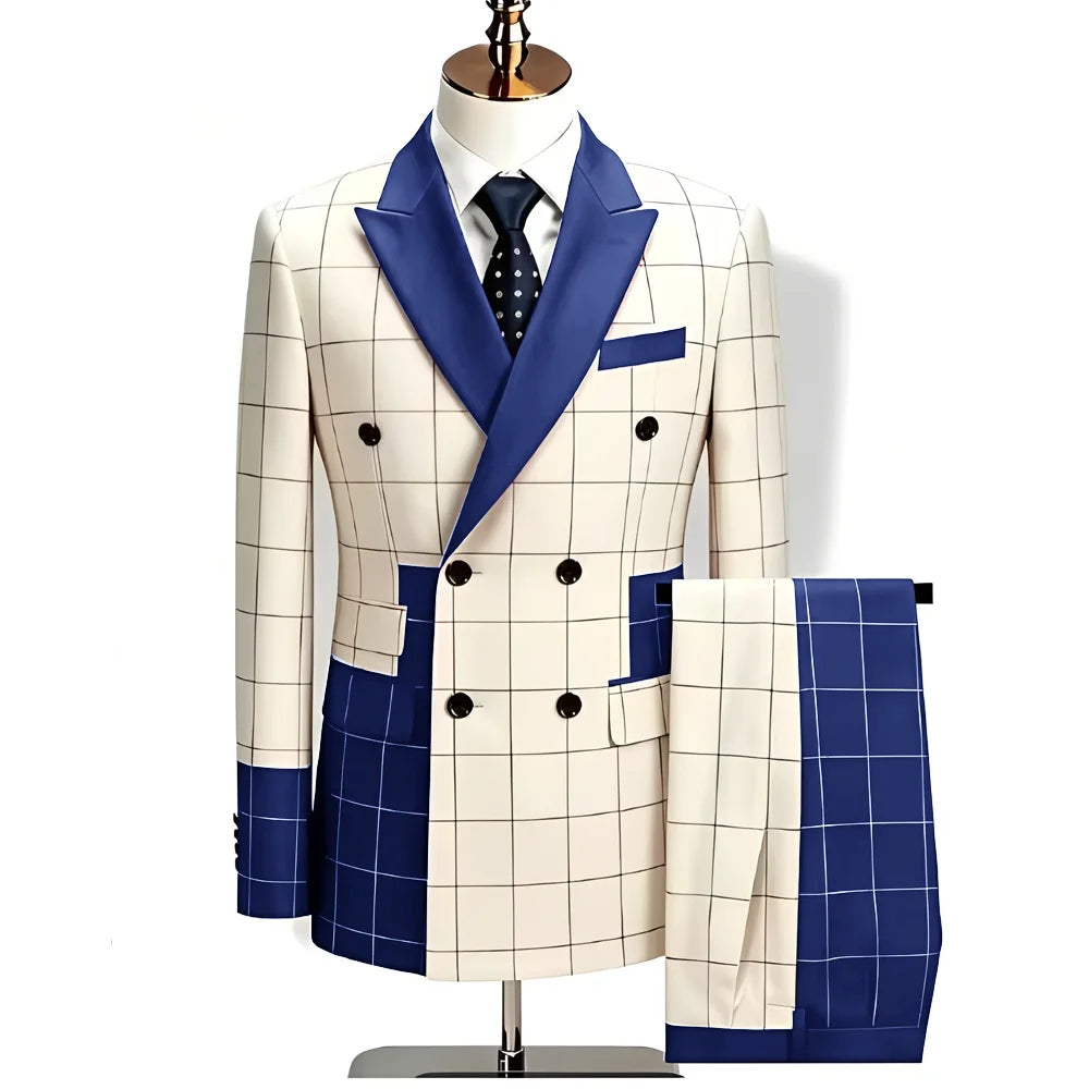 Men's Plaid 2-Piece Suit (Blazer + Trousers)