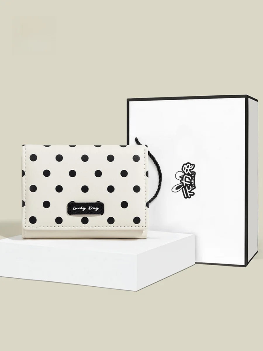 Force Rabbit Short Polka Dot Print Wallet Coin Purse Card Holder