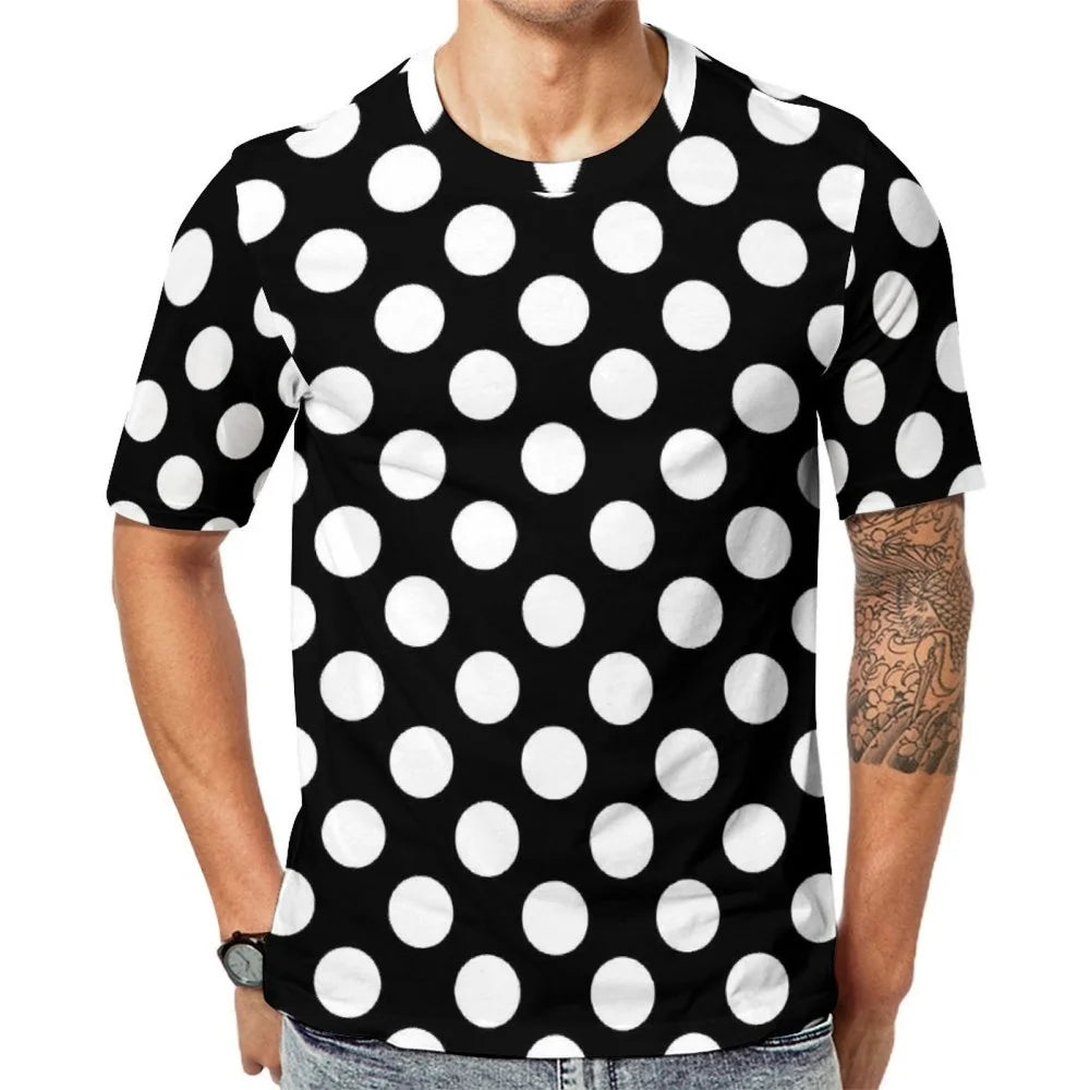 Fashion Polka Dots T-Shirt Men High Quality Short Sleeves