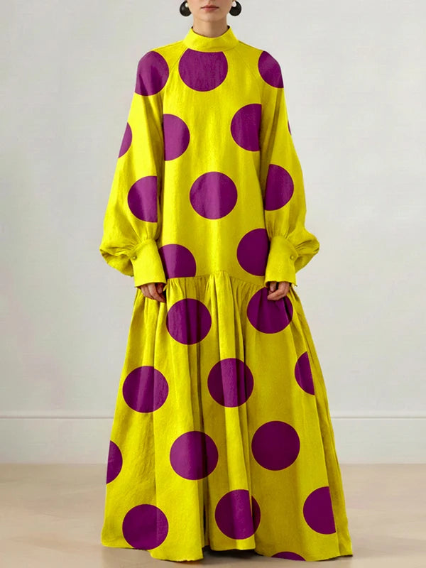 Modigirl Women's Vintage Purple Polka Dot Maxi Dress