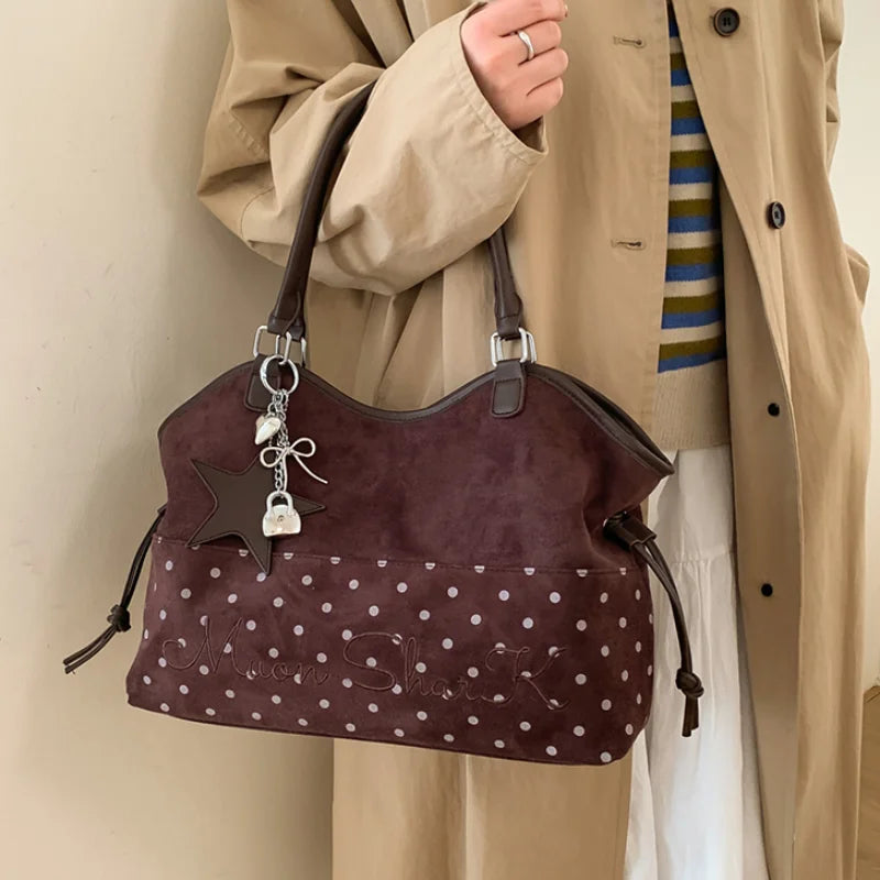 Vintage Frosted Tote Bag Casual Students Purse Large