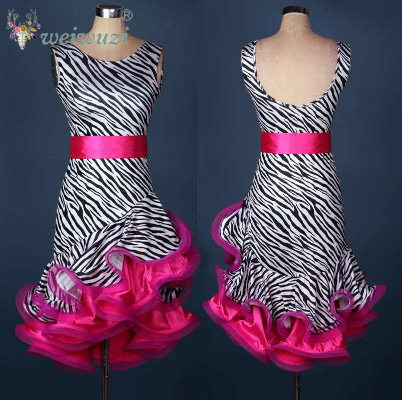 Latin Dance Performance Costume for Women Customized Polka Dot Dress