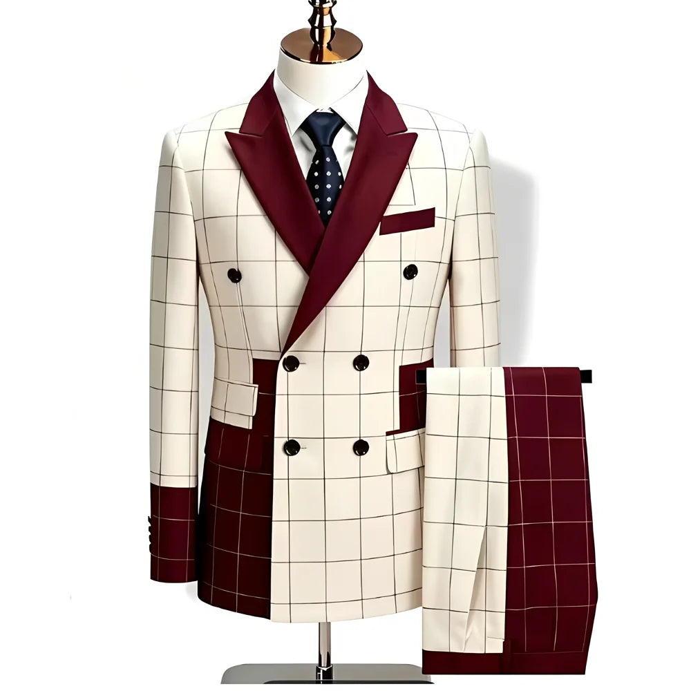 Men's Plaid 2-Piece Suit (Blazer + Trousers)