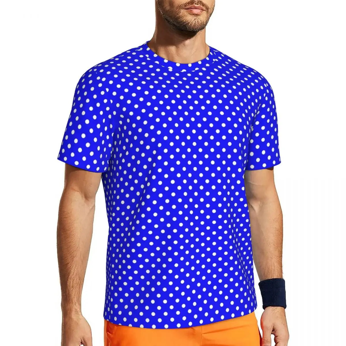 Fashion Polka Dots T-Shirt Men Gym T-Shirt Tops