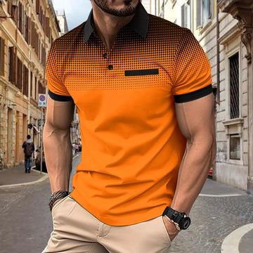 Men's summer gradient printed polka dot short sleeved