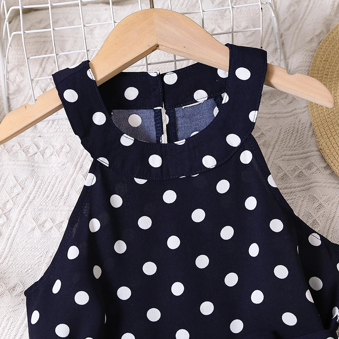 Girls Classic Black White Polka Dot One-Piece Outfit