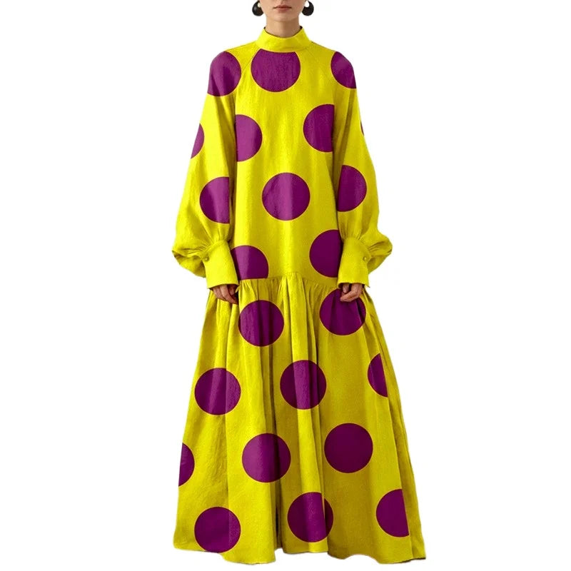 Modigirl Women's Vintage Purple Polka Dot Maxi Dress