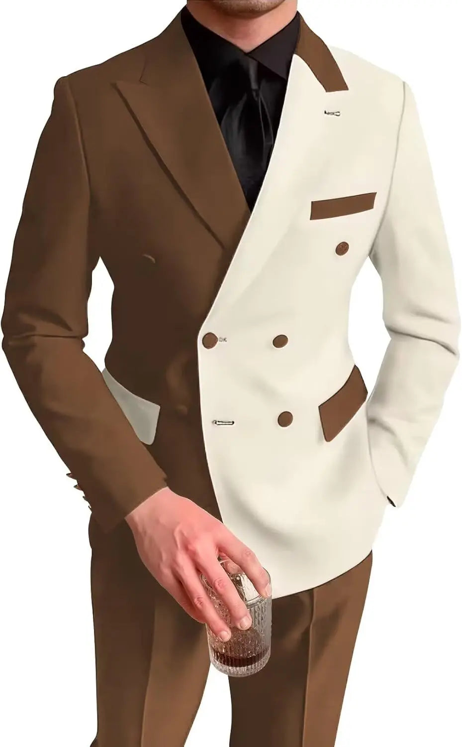 Men's Double Breasted Suit Slim Fit Wedding Homecoming Blazer Pants Outfit