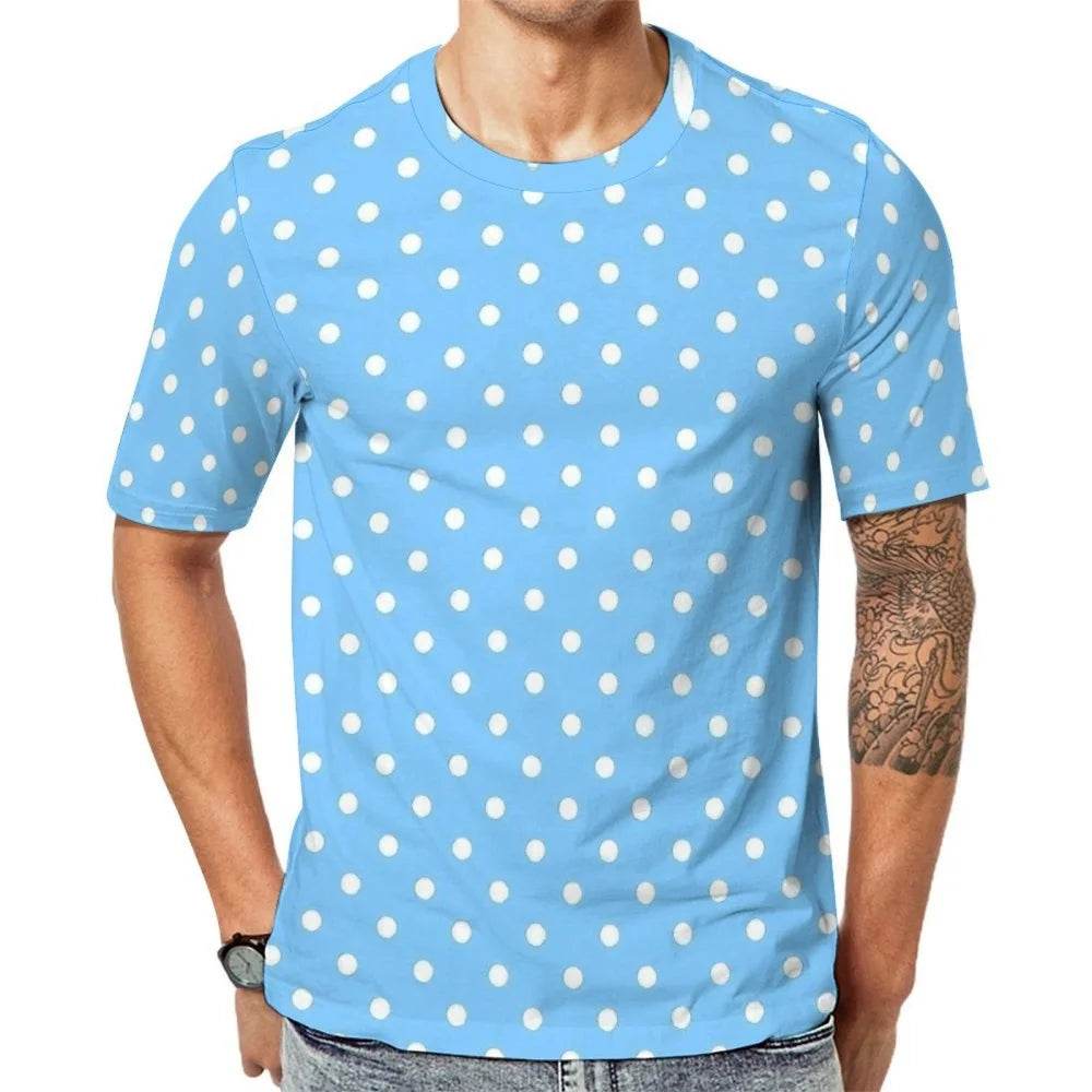 Fashion Polka Dots T-Shirt Men High Quality Short Sleeves